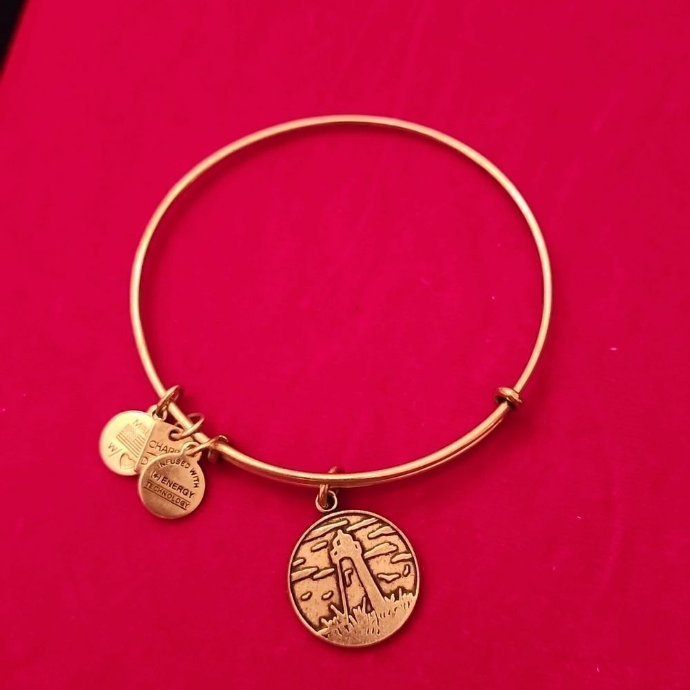Alex and Ani Silver Bangle Bracelet with Lighthouse Charm